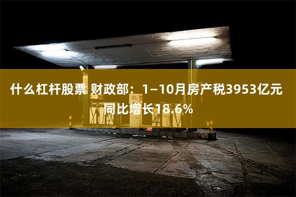 什么杠杆股票 财政部：1—10月房产税3953亿元 同比增长18.6%