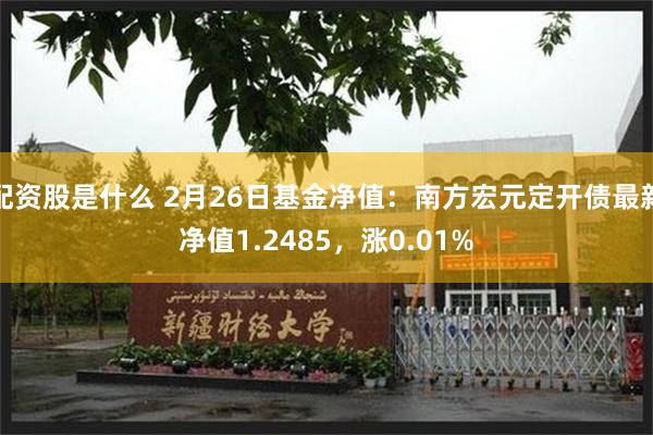 配资股是什么 2月26日基金净值：南方宏元定开债最新净值1.2485，涨0.01%